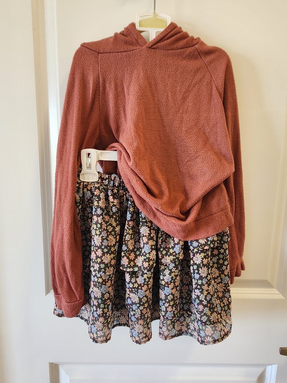 Curated Girls Outfit Set | R+R Hoodie + H&M Floral Skirt | 5/6–6/7